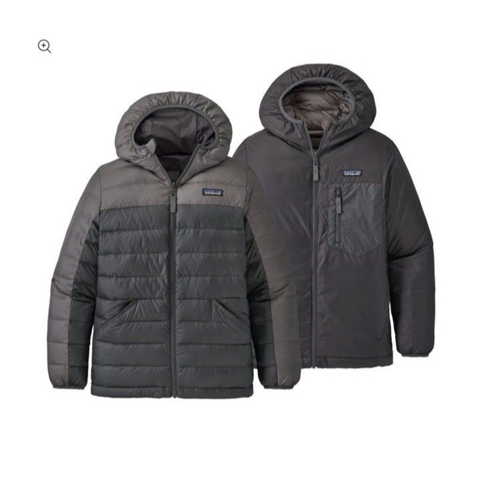 Patagonia Reversible Down Sweater Hoody Gray Kids 10-12 Gorepore Puffer Outdoor